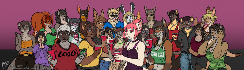 5_fingers absurd_res alcohol alina_ramajhi anthro arabian_wolf ashton_holt asinus beaver beer beverage big_breasts black_hair blonde_hair bottle bottomwear bovid braces breasts brown_eyes buckteeth canid canine canis caprine choker cindy_calloway cleavage clothed clothing container covering covering_ears coyote crop_top deer denim denim_bottomwear denim_clothing dingo dobermann domestic_cat domestic_dog ear_piercing electronics equid equine eyewear felid feline felis female fingers flynn_fitzpatrick fox fully_clothed glasses group gulonine gwendolyn_gilead hair hayley_king hi_res isabella_sutter jeans jewelry junko_katou kaia_(sojourn) kangaroo kenzie_keener lagomorph leporid lion looking_at_viewer macropod male mammal markings marsupial marten midriff mink mole_(marking) mouse murid murine mustelid musteline navel necklace neith_nassar noriko_nagashima onager oneflymagpie open_mouth ophelia_(oneflymagpie) otter pantherine pants penny_paige phone piercing pine_marten pink_hair pinscher ponytail rabbit red_eyes red_fox red_solo_cup rodent sara_finch sciurid sharp_teeth sheep shirt siamese snow_leopard sunglasses teeth topwear tree_squirrel true_musteline vinnie_pavone vivi_pavone wolf zarina_venkatesh