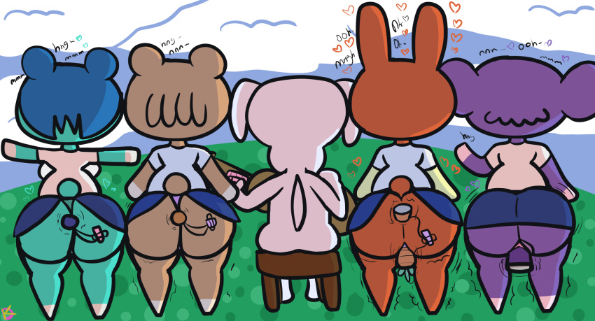 anal anal_penetration animal_crossing anthro bear bluebear_(animal_crossing) bubble_butt bunnie_(animal_crossing) butt butt_focus canid canine canis clothed clothing domestic_dog female group hi_res k.k._slider klutzatdusk koala lagomorph leporid male male/female mammal maple_(animal_crossing) marsupial nintendo object_in_ass penetration public rabbit rear_view sex_toy sex_toy_in_ass sex_toy_in_pussy sex_toy_insertion short_stack standing stealth sydney_(animal_crossing) upskirt vaginal vaginal_penetration vibrator vibrator_in_ass vibrator_in_pussy vombatiform