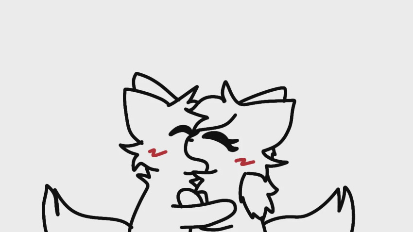 anonymousfluffy923 anthro black_and_white boy_kisser_(meme) domestic_cat duo embrace felid feline felis female hair hug kiss_on_lips kissing long_hair love male male/female mammal meme monochrome silly_cat_(mauzymice) simple_background tail white_background