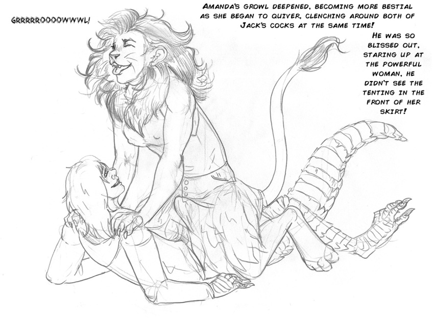 amanda_(tcitw) ambiguous_penetration anthro arania armadillo_girdled_lizard breasts clothed clothed_sex clothing comic duo english_text erection_under_skirt felid fur girdled_lizard gynomorph gynomorph/male gynomorph_penetrated hair herm_(lore) hoodie intersex intersex/male intersex_penetrated jack_(tcitw) lion lizard male male_penetrating male_penetrating_gynomorph male_penetrating_intersex mammal monochrome nipple_outline pantherine penetration reptile scales scalie sex tail_tuft text the_cabin_in_the_woods_(arania) tongue tongue_out topwear tuft whiskers