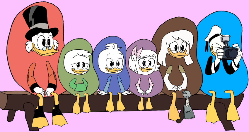 anatid anseriform anthro avian bird candy della della_duck dessert dewey_duck disney donald_duck duck ducktales ducktales_(2017) female food food_costume group hi_res jelly_bean jelly_bean_costume kigtoons louie_duck male scrooge_mcduck webby_vanderquack