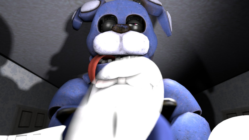 anthro bed bedroom bedroom_eyes bedroom_sex big_penis bodily_fluids bonnie_(fnaf) cum cumming_at_viewer cumshot duo ejaculation erection excessive_cum five_nights_at_freddy's furniture genital_fluids genitals golden_freddy_(fnaf) half-closed_eyes jack-in-the-box-sfm lagomorph leporid male male/male mammal narrowed_eyes orgasm orgasm_face penis rabbit scottgames seductive sex tongue ursid video_games