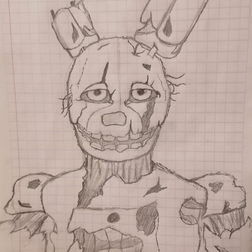 absurd_res animatronic anthro five_nights_at_freddy's five_nights_at_freddy's_3 hi_res lagomorph leporid machine male mammal rabbit robot scottgames solo springtrap_(fnaf) traditional_media_(artwork) video_games