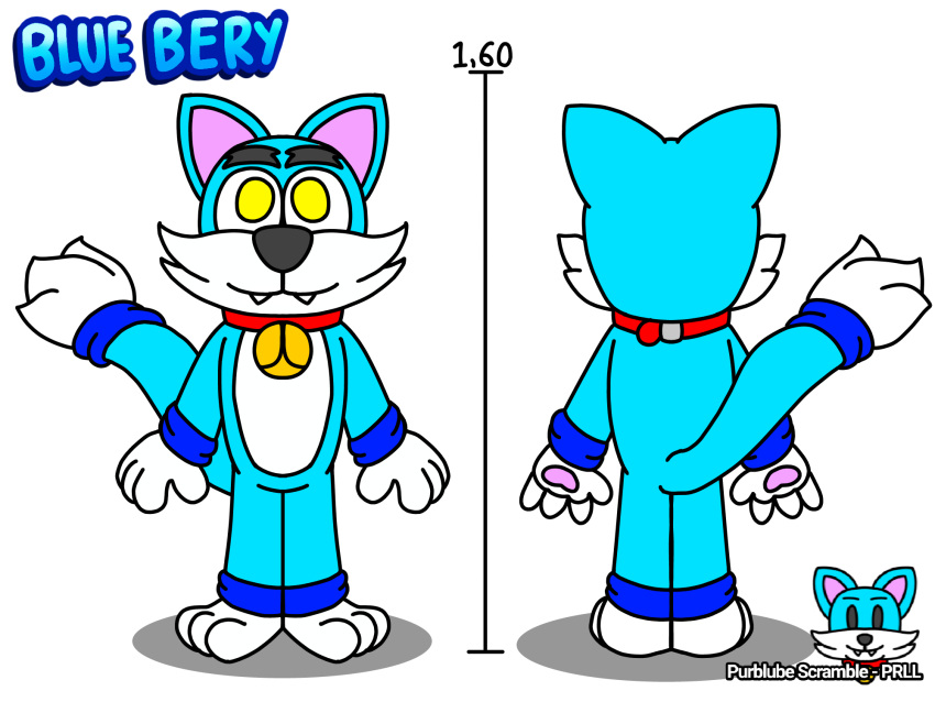 4:3 anthro bell bell_collar blue_bery blue_body collar digital_media_(artwork) felid feline hi_res male mammal model_sheet purblube_scramble-prll solo solo_focus white_body