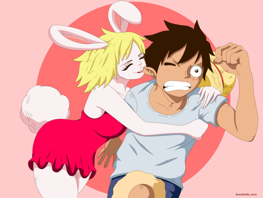 absurd_res anthro carrot_(one_piece) duo female hi_res human humanoid kenshinho_arts male mammal monkey_d._luffy one_piece