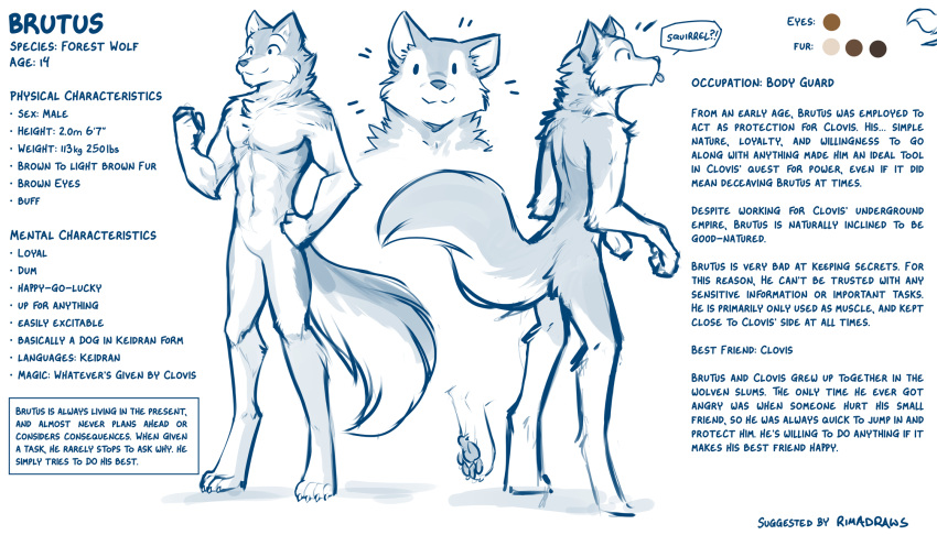 2022 7:4 abs anthro blep brutus_(twokinds) canid canine canis casual_nudity chest_tuft conditional_dnp dialogue digitigrade english_text flexing flexing_bicep hand_on_hip hi_res keidran male mammal model_sheet monochrome muscular muscular_male nude simple_background sketch smile solo text tom_fischbach tongue tongue_out tuft twokinds webcomic white_background wolf