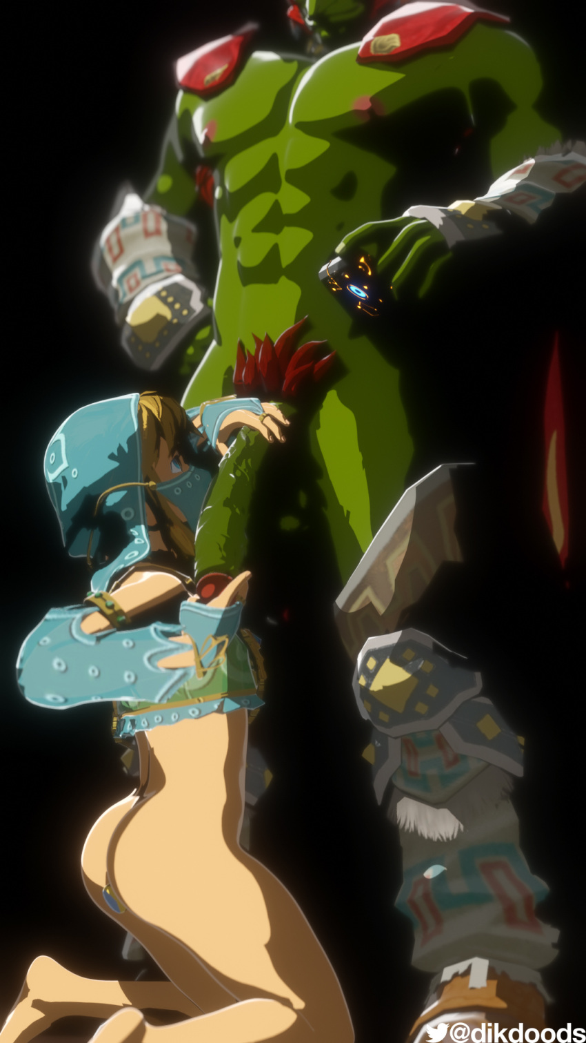 abs armor armwear big_dom_small_sub big_penis blonde_hair buttplug cape clothed clothing crop_top crossdressing dikdood dominant dominant_male duo elbow_gloves elf face_veil game_over gameplay_mechanics ganondorf gauntlets gem genitals gerudo girly gloves green_body green_skin hair handjob handwear headdress hi_res humanoid humiliation hylian jewel_buttplug kneeling larger_male link male male/male muscular muscular_male nintendo nipples pecs penile penis plug_(sex_toy) red_pubes sex sex_toy shirt size_difference smaller_male standing submissive submissive_male the_legend_of_zelda topwear veil video_games worship
