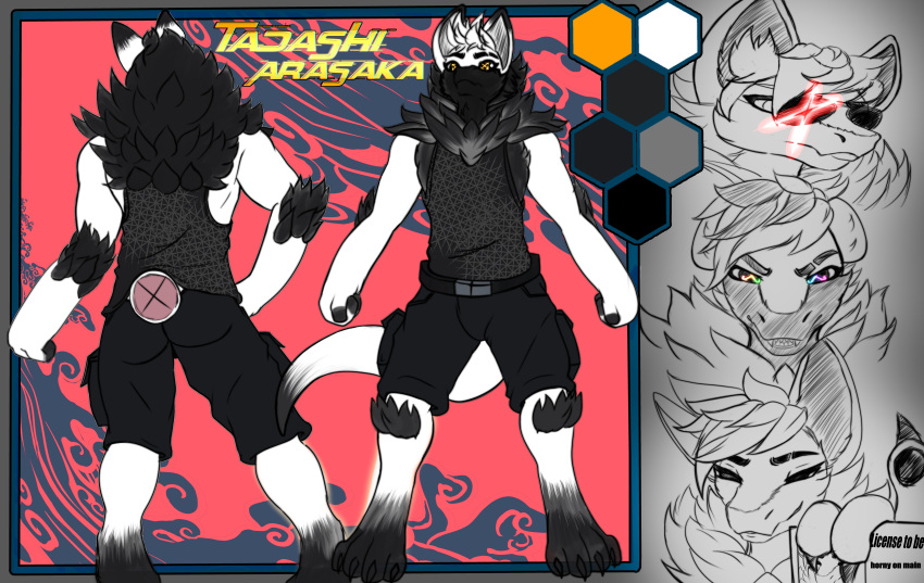 absurd_res anthro axelwolf butt eyewear facial_expressions glasses hi_res male model_sheet paws solo standing