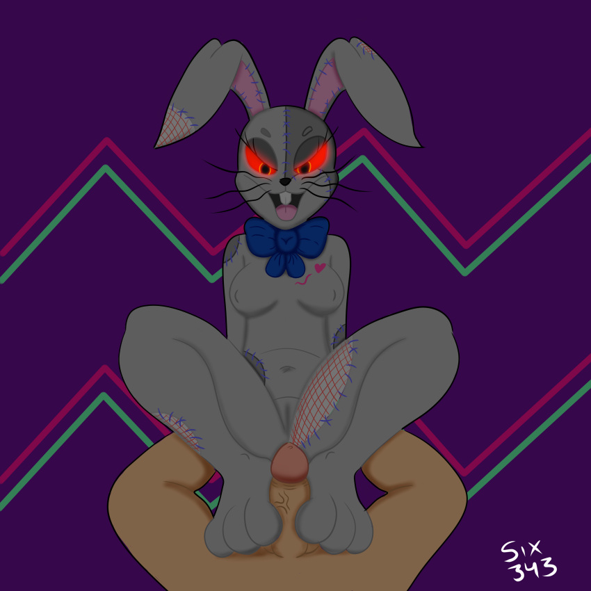 1:1 absurd_res anthro duo female five_nights_at_freddy's five_nights_at_freddy's:_security_breach hi_res lagomorph leporid male male/female mammal rabbit scottgames simple_background six343 vanny_(fnaf) video_games
