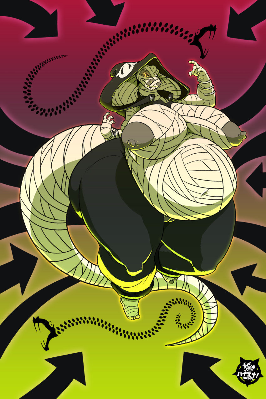 absurd_res anthro big_breasts breasts female hi_res nipples overweight reptile scalie snake solo souleater thewilldpink