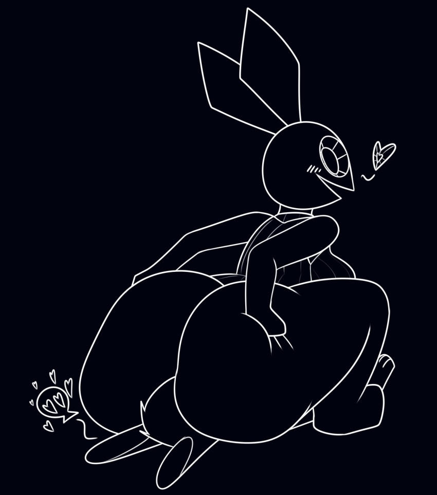 &lt;3 big_butt black_body black_skin bottomless breasts butt clothed clothing ears_up facesitting female hand_on_butt hi_res lagomorph leporid looking_back male mammal mr_rottson rabbit sitting_on_person smile thick_thighs vib-ribbon vibri video_games wide_hips