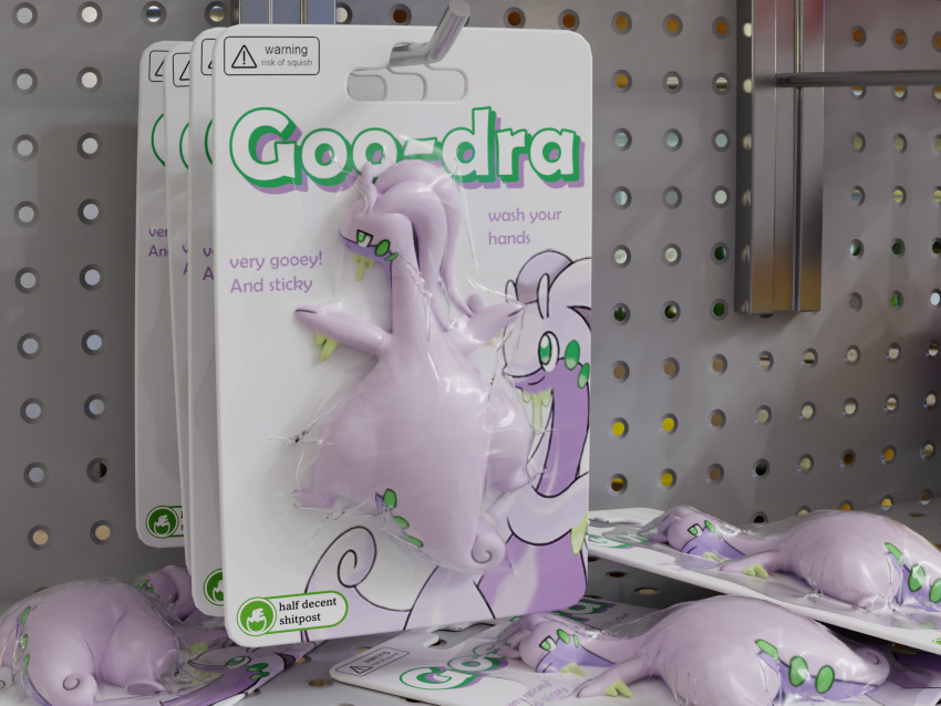 against_surface against_wall ambiguous_gender feral goodra green_eyes group half-closed_eyes hi_res lying micro narrowed_eyes nintendo on_front packaging pok&eacute;mon pok&eacute;mon_(species) semi-anthro tooeks toy video_games