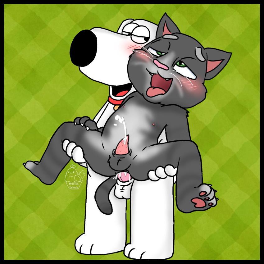 1:1 ahegao anal anal_penetration animal_genitalia anthro balls bedroom_eyes blush bodily_fluids brian_griffin butt canid canine canis collar cum cum_in_ass cum_inside cumshot digital_drawing_(artwork) digital_media_(artwork) domestic_cat domestic_dog duo ejaculation erection family_guy felid feline felis fur genital_fluids genitals hi_res looking_pleasured male male/male male_penetrated male_penetrating male_penetrating_male mammal muffinlewds narrowed_eyes nipples nude open_mouth orgasm penetration penile penis seductive sex simple_background smile spread_legs spreading standing standing_sex talking_friends talking_tom talking_tom_and_friends_(series) tongue tongue_out video_games