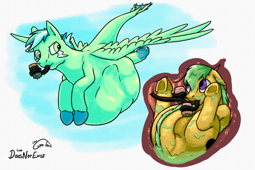 alcohol beer beverage beverage_can blush bodily_fluids cutie_mark doesnotexist eyes_closed fan_character feathered_wings feathers feral feral_pred feral_prey fetlocks green_body green_hair gyrotech hair hasbro hi_res hooves internal kissing lyjzet male male_pred male_prey mane my_little_pony organs saliva same_size_vore stomach stomach_acid tatzlpony tentacle_tongue tentacles tongue vore wings yellow_body zuthal