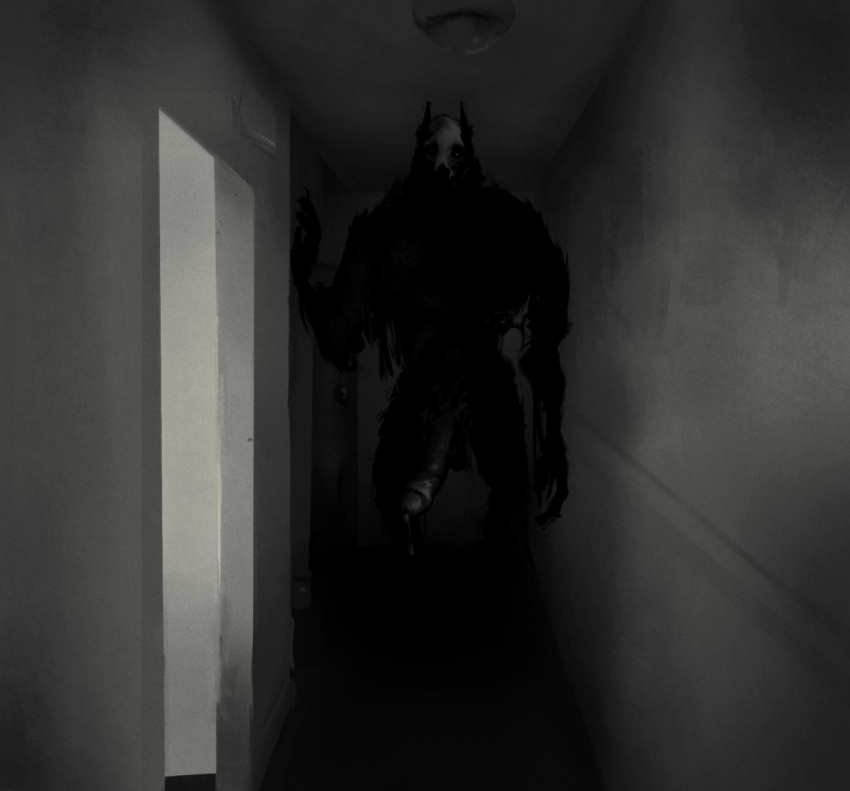 anthro big_penis bodily_fluids bone canid canine creepy creepy_face crimetxt dark dripping genital_fluids genitals hallway imminent_rape looking_at_viewer male mammal nightmare_fuel penis precum precum_drip skull skull_head solo soul_devouring_eyes were werecanid werecanine werewolf