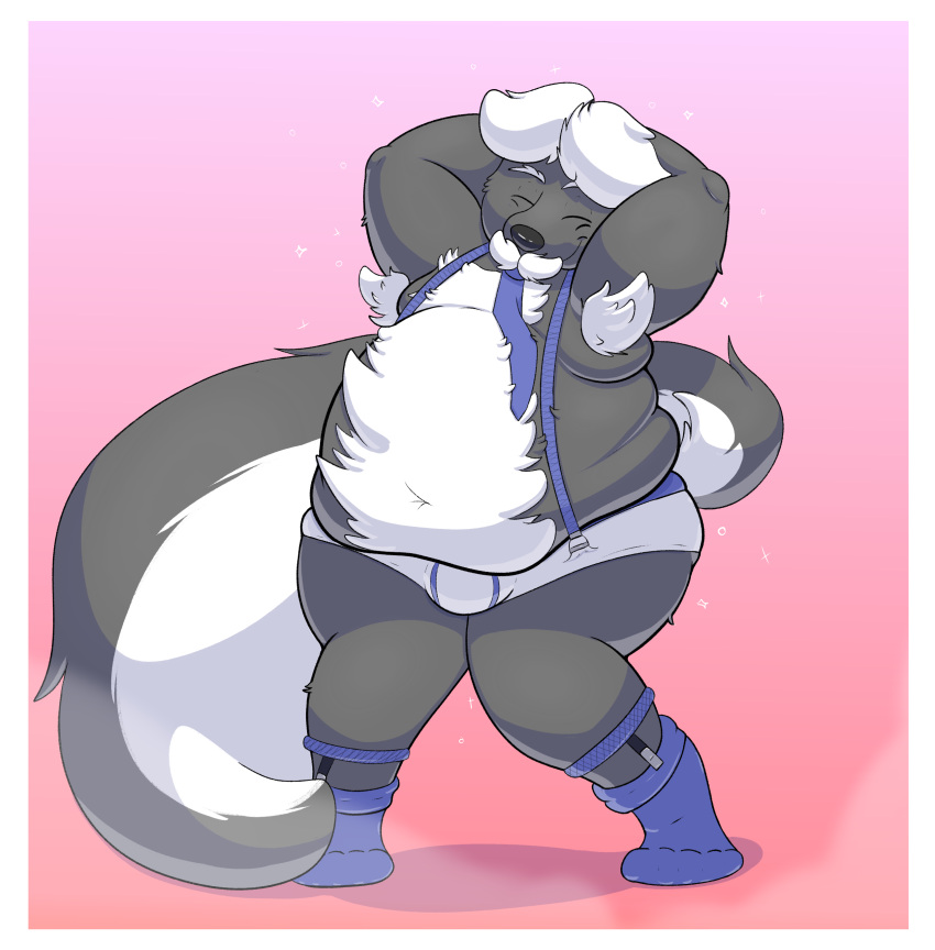 absurd_res anthro clothing daddy_kink hairy hi_res inflatingskunk invalid_tag male male/male mammal mephitid skunk solo suspenders theinflatingskunk underwear