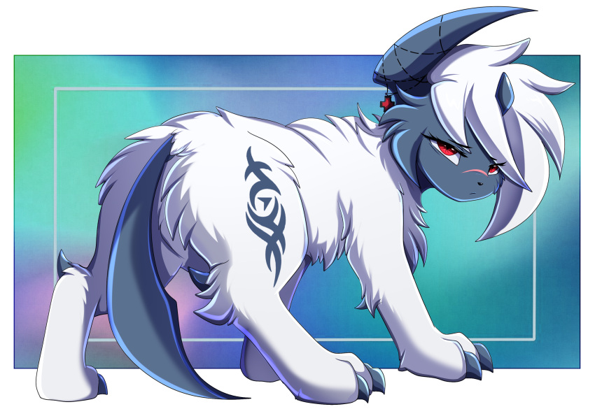 absol absurd_res claws female feral fluffy fur hi_res horn jewelry necklace nintendo pok&eacute;mon pok&eacute;mon_(species) pridark scar solo styx video_games white_body white_fur