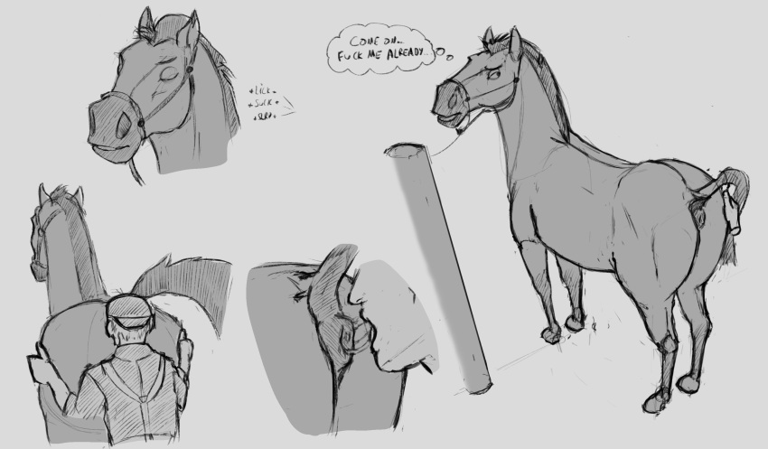 anal anatomically_correct anatomically_correct_anus anus bestiality big_anus big_butt butt dreamworks duo ekayas equid equine feral hand_on_butt hi_res horse human interspecies inviting larger_feral looking_pleasured male male/male mammal oral rimming saliva_on_anus sex size_difference sketch smaller_human solo spirit:_stallion_of_the_cimarron spirit_(cimarron)