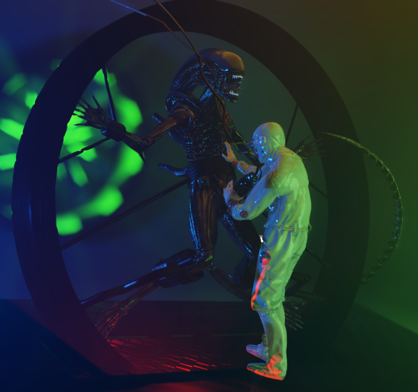 2019 3d_(artwork) alien alien_(franchise) bdsm bondage bound digital_media_(artwork) hi_res humanoid machine male milking_machine monstrous_humanoid not_furry nude penis penis_milking ralic_turman science scientist xenomorph