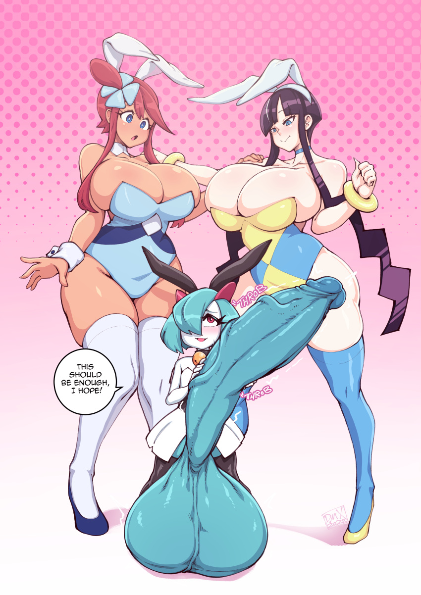 absurd_res balls balls_expansion bell big_balls big_breasts big_penis black_hair blue_eyes blue_hair blush bracelet breasts clothing collar cuff_links dmxwoops elesa_(pok&eacute;mon) english_text erection exclamation_point expansion fake_ears fake_rabbit_ears female genital_expansion genitals group gym_leader hair hair_over_eye hand_on_penis hi_res high_heels huge_balls huge_breasts huge_penis human humanoid hyper hyper_balls hyper_genitalia hyper_penis imminent_sex jewelry kirlia kurly larger_female leggings legwear leotard male mammal nintendo one_eye_obstructed onomatopoeia open_mouth penis penis_expansion pok&eacute;mon pok&eacute;mon_(species) red_eyes red_hair shiny_pok&eacute;mon size_difference skyla_(pok&eacute;mon) small_but_hung smaller_male smile sound_effects speech_bubble tan_body tan_skin text thick_thighs video_games white_body white_skin
