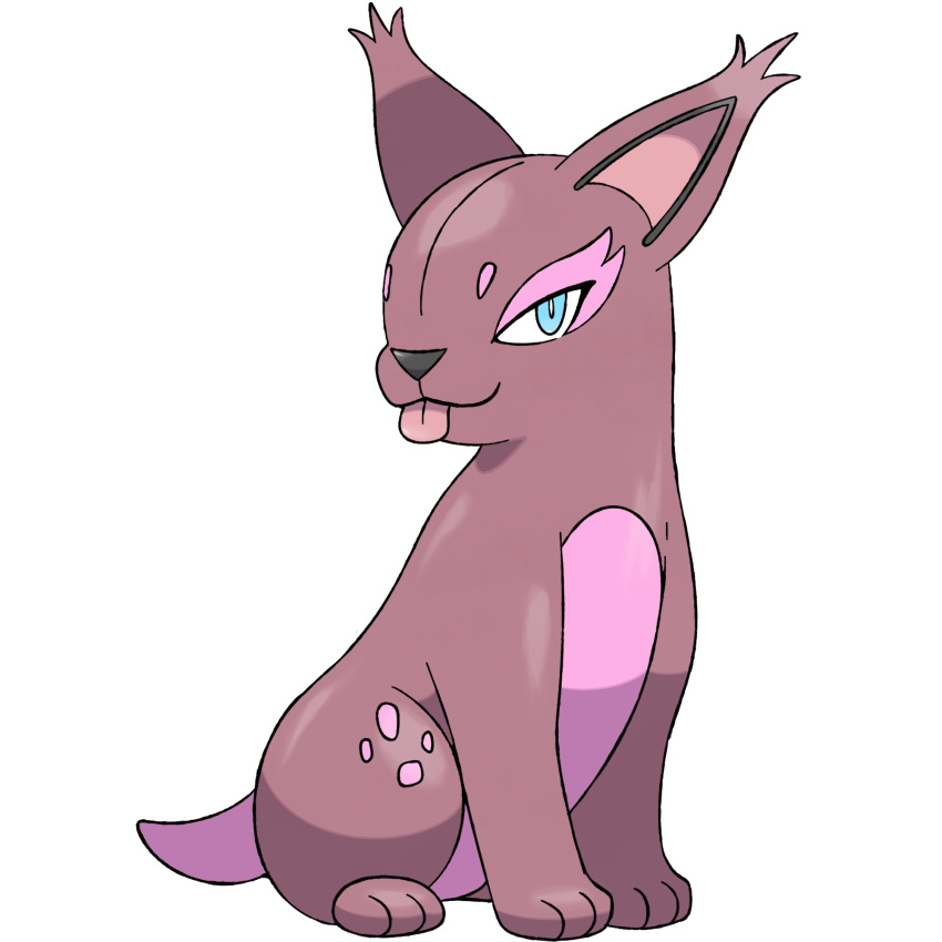 ambiguous_gender brown_body brown_fur careck darknsfwindie fak&eacute;mon felid feral fur hi_res looking_at_viewer mammal pink_body pink_fur reallydarkandwindie simple_background solo tongue tongue_out video_games