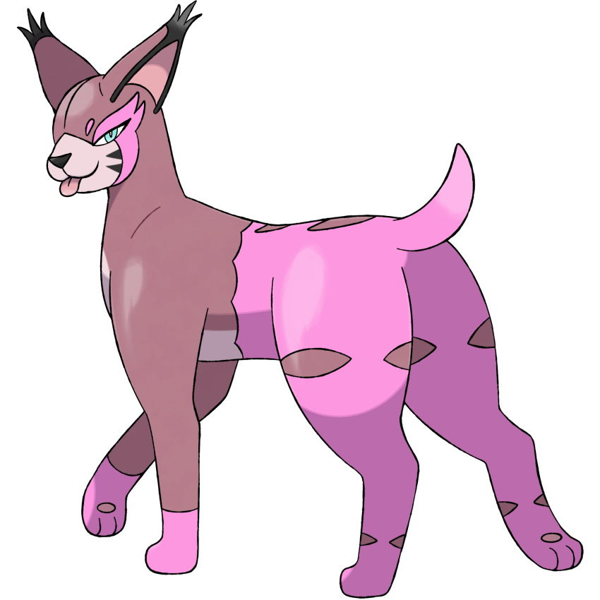 alpha_channel ambiguous_gender blue_eyes brown_body brown_fur carachaos darknsfwindie digital_media_(artwork) fak&eacute;mon felid feral fur hi_res looking_at_viewer mammal pink_body pink_fur reallydarkandwindie simple_background solo tongue tongue_out transparent_background video_games