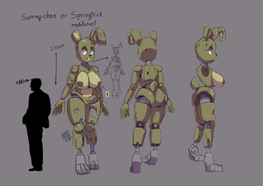 :3 absurd_res animatronic anthro big_breasts breasts buckteeth deathzera duo female five_nights_at_freddy's front_view genitals grey_background hi_res huge_breasts lagomorph larger_female leporid machine male mammal model_sheet multiple_perspectives nude pussy rabbit rear_view robot scottgames silhouette simple_background size_difference smaller_male solo springtrap_(fnaf) teeth video_games