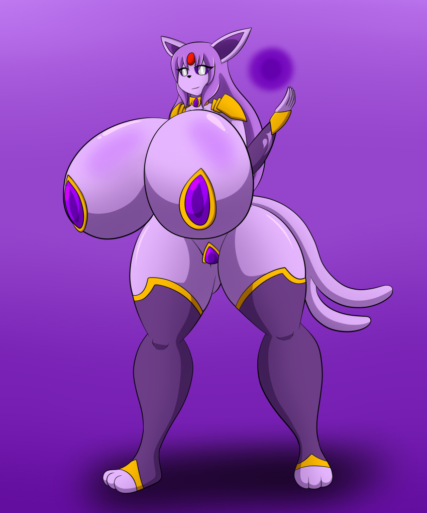 absurd_res anthro big_breasts boots breasts clothing eeveelution espeon female footwear forked_tail hi_res huge_breasts hyper hyper_breasts legwear nintendo pasties pok&eacute;mon pok&eacute;mon_(species) psychic solo thick_thighs thigh_boots thigh_highs ultrazeta120 unusual_anatomy unusual_tail video_games
