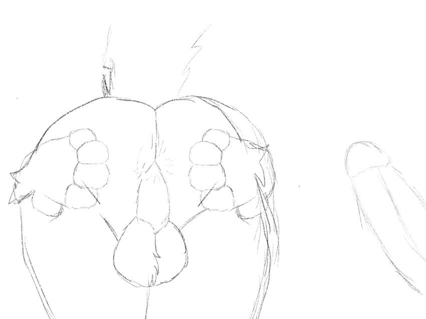 anal anus balls butt canid canine duo fox genitals hi_res humanoid luckyfur male male/male mammal penis sketch