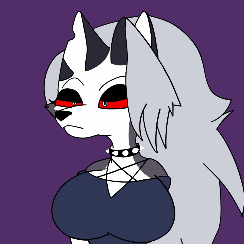 animated breasts canid canine canis female helluva_boss hi_res humanoid loona_(helluva_boss) luckyfur mammal solo wolf