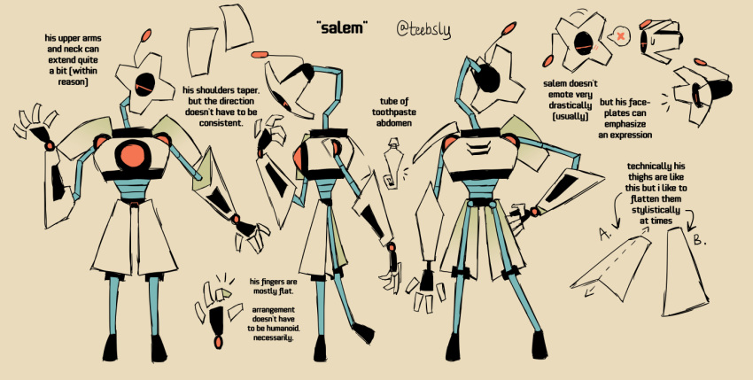 1_eye antennae_(anatomy) english_text floating_fingers humanoid machine male model_sheet robot robot_humanoid robot_joints salem_(tinybeasts) solo text tinybeasts toony