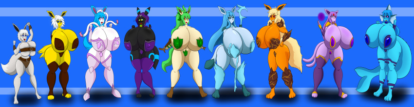 absurd_res anthro armor barbarian big_breasts boots breasts clothing curvy_figure druid eevee eeveelution elemental_creature espeon family female flareon flora_fauna footwear glaceon group hi_res hood hourglass_figure huge_breasts hyper hyper_breasts jolteon leafeon legwear magic_user nintendo paladin pasties plant pok&eacute;mon pok&eacute;mon_(species) psychic rogue shiny_pok&eacute;mon sibling sister sisters staff story story_in_description sylveon thick_thighs thigh_boots thigh_highs tribal_spellcaster ultrazeta120 umbreon unconvincing_armor vaporeon video_games