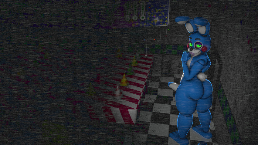 3d_(artwork) absurd_res animatronic anthro bedroom_eyes big_butt blue_body blush buckteeth butt camera_view clothing cypress27 digital_media_(artwork) dim_lighting five_nights_at_freddy's five_nights_at_freddy's_2 furniture genitals girly glowing glowing_eyes green_eyes hat headgear headwear hi_res lagomorph leporid lipstick machine makeup male mammal narrowed_eyes party_hat penis rabbit robot scottgames seductive smile solo source_filmmaker table teeth thick_thighs toy_bonnie_(fnaf) video_games wide_hips