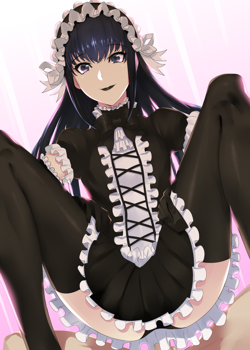 2boys absurdres bangs black_hair black_lips choker clothed_male_nude_male crossdressing elbow_gloves eyebrows_visible_through_hair frilled_choker frilled_gloves frilled_hairband frilled_skirt frills gloves gothic_lolita grey_eyes hairband highres ippo lolita_fashion long_hair moyashimon multiple_boys nude otoko_no_ko penis pleated_skirt puffy_short_sleeves puffy_sleeves ribbon short_sleeves sidelocks skirt smile solo_focus squatting thighhighs very_long_hair yuuki_kei