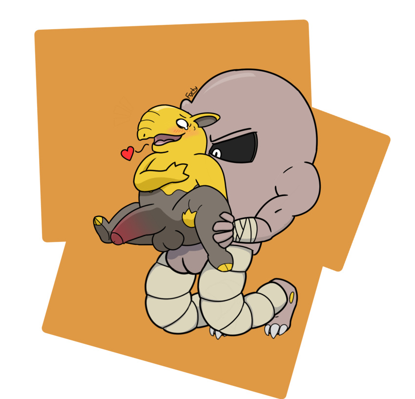 &lt;3 absurd_res big_dom_small_sub big_penis dominant drowzee duo forty_(artist) genitals hi_res hitmonlee male male/male mottled muscular nintendo penis pok&eacute;mon pok&eacute;mon_(species) simple_background size_difference slightly_chubby video_games