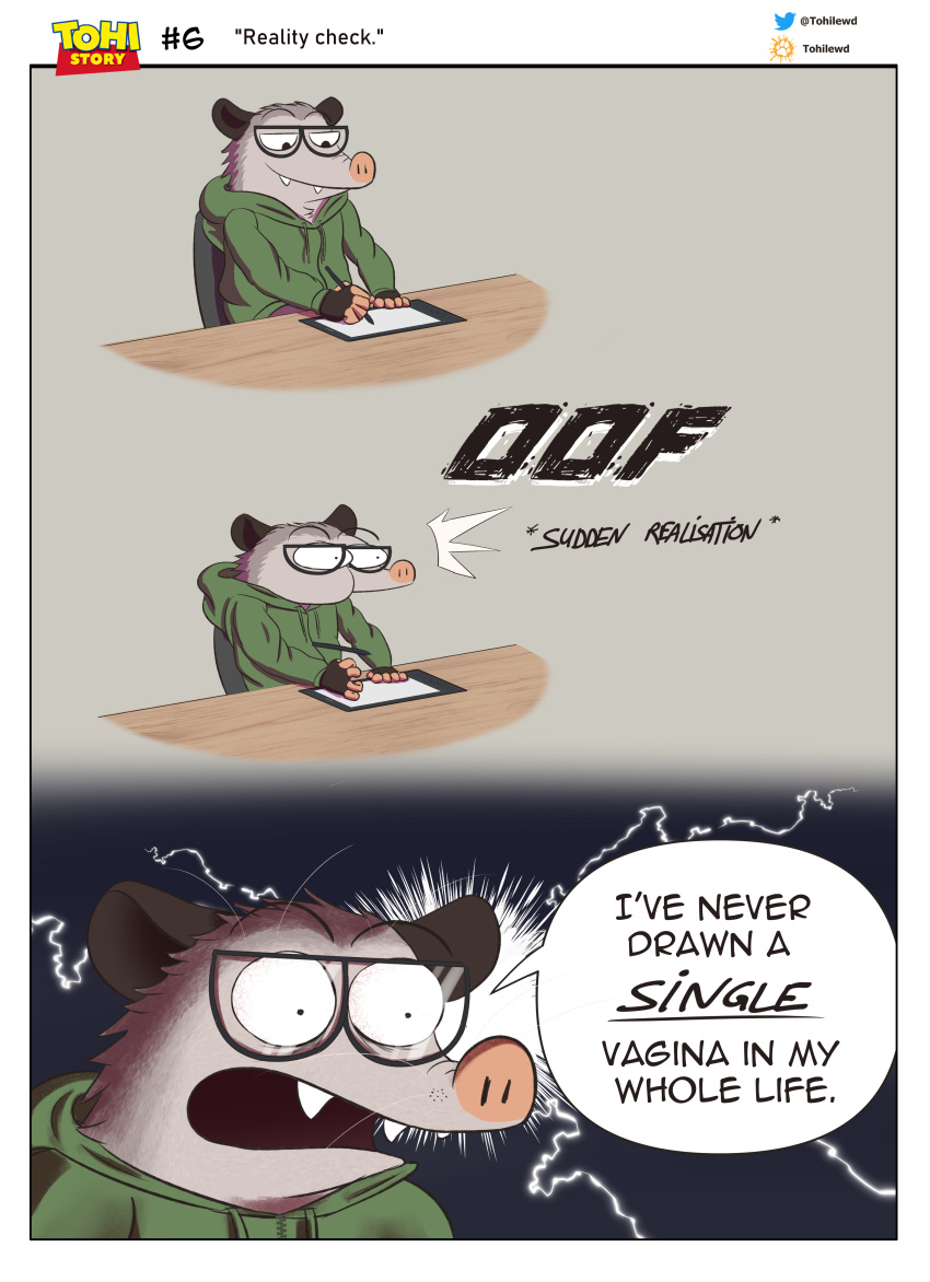absurd_res comic didelphid english_text hi_res humor male mammal marsupial solo text tohilewd