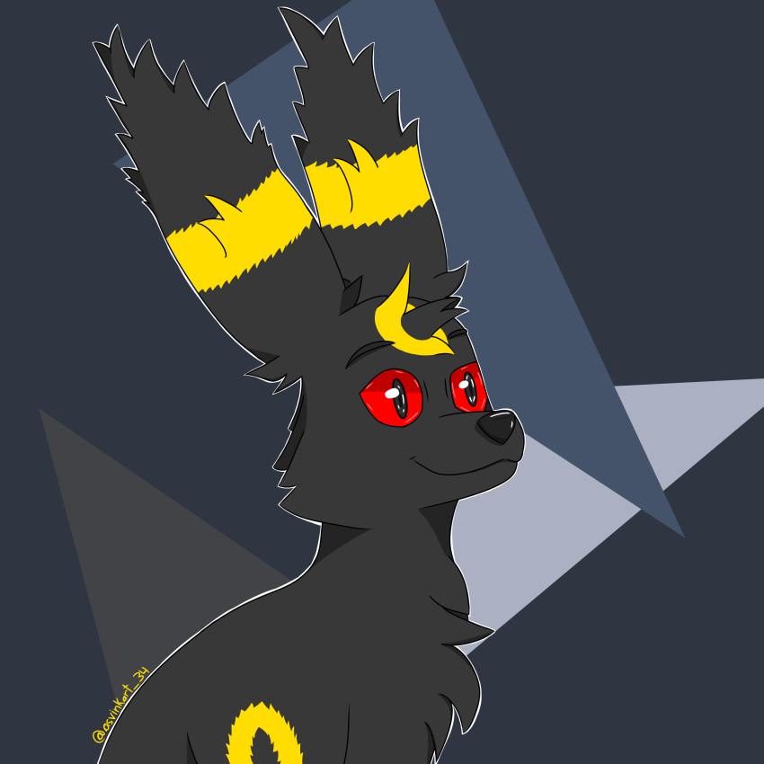 2022 absurd_res asvinkart-34 black_body black_fur canid canine digital_drawing_(artwork) digital_media_(artwork) eeveelution feral fur hi_res male mammal nintendo pok&eacute;mon pok&eacute;mon_(species) red_eyes solo umbreon video_games yellow_body yellow_fur