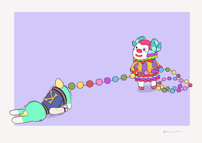 anal anal_bead_pull anal_beads anal_beads_in_ass anal_penetration animal_crossing anthro ass_up biped bodily_fluids bottomless bovid caprine clothed clothing clown clown_makeup cum cum_on_ground duo ejaculation genital_fluids hi_res lagomorph leporid male male/male mammal nintendo partially_clothed penetration pietro_(animal_crossing) r1zmy rabbit sasha_(animal_crossing) sex_toy sex_toy_in_ass sex_toy_insertion shaking sheep shivering signature simple_background smile video_games