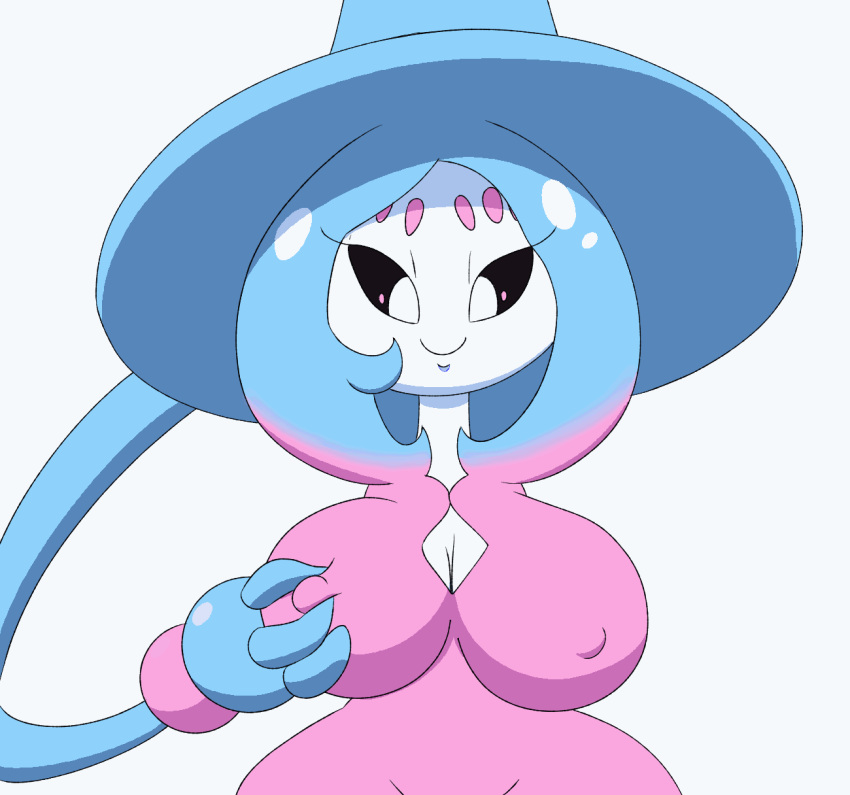 animated big_breasts black_sclera blowing_kiss bouncing_breasts breast_grab breasts cleavage clothed clothing erect_nipples female hand_on_breast hatterene hi_res humanoid looking_at_viewer nintendo nipple_fetish nipple_outline nipple_pinch nipple_play nipples pinch pok&eacute;mon pok&eacute;mon_(species) pseudo_clothing short_playtime smile solo tansau video_games white_body white_eyes