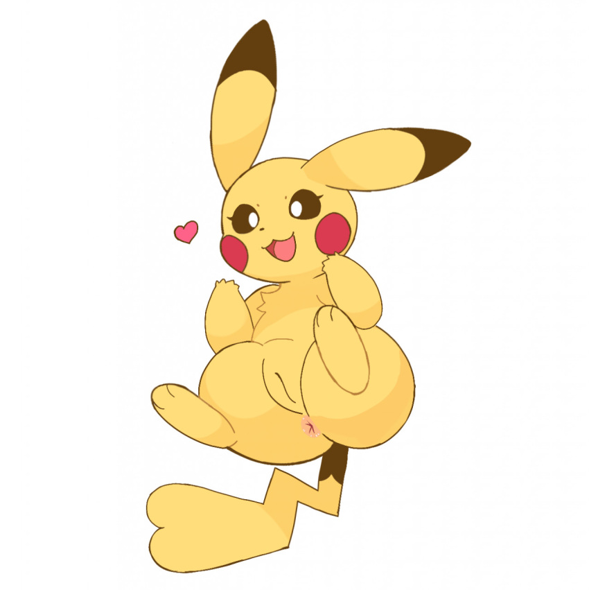 &lt;3 anus cleft_tail fluffydasher genitals happy hi_res nintendo open_mouth open_smile pikachu pok&eacute;mon pok&eacute;mon_(species) presenting pussy smile spread_legs spreading tongue video_games
