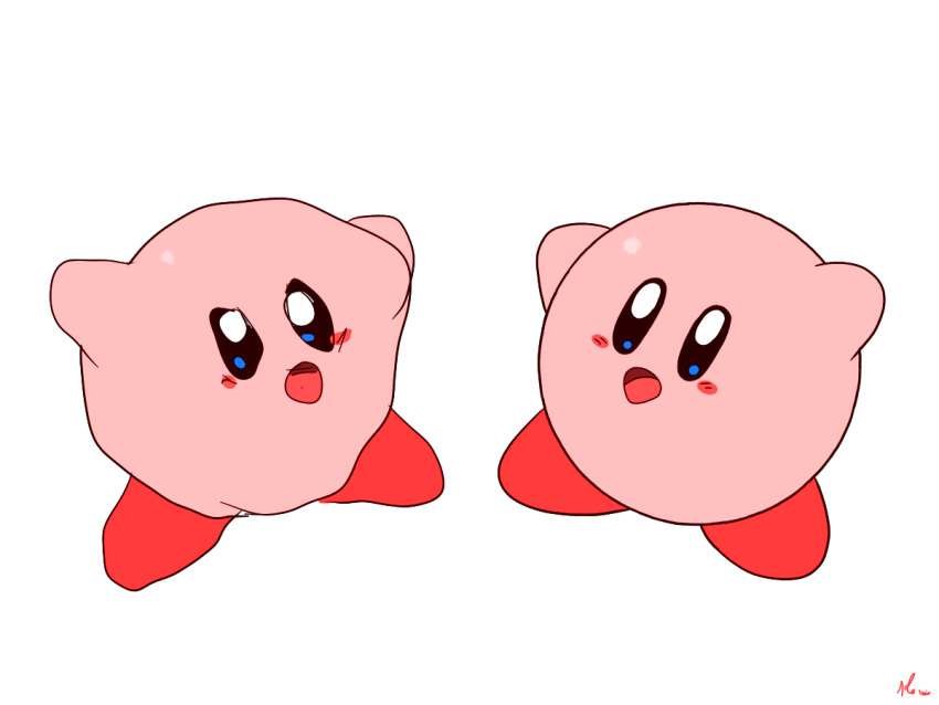 2022 ambiguous_gender animated cheek_spots keke_(artist) kirby kirby_(series) nintendo open_mouth pink_arms pink_body pink_tongue signature simple_background tongue video_games waddling_head what white_background