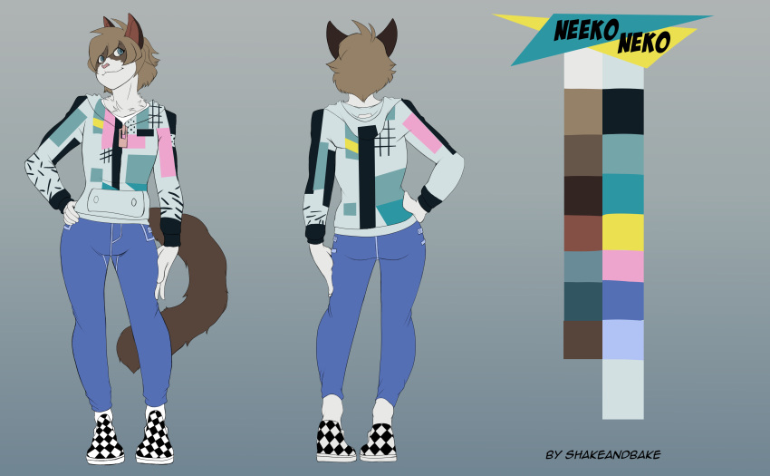 absurd_res anthro blue_eyes domestic_cat felid feline felis girly hi_res male mammal model_sheet neeko_(neeko_neko) shakeandbake solo teenager wide_hips young