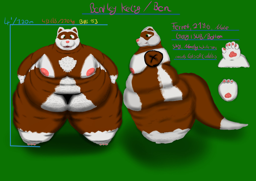 absurd_res belly cellulite cuddly domestic_ferret fan_character hi_res invalid_tag male male/male mammal mustela mustelid musteline navel obese overweight saggy true_musteline