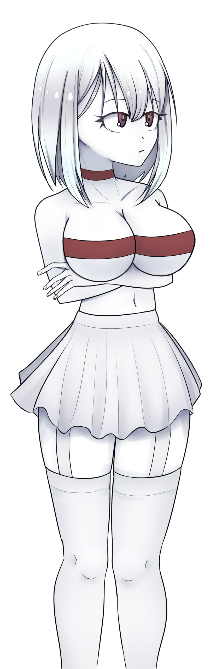 1girl absurdres bowling bowling_pin breasts highres incredibly_absurdres non-web_source oc original pl3sm solo thighs white white_background white_legwear