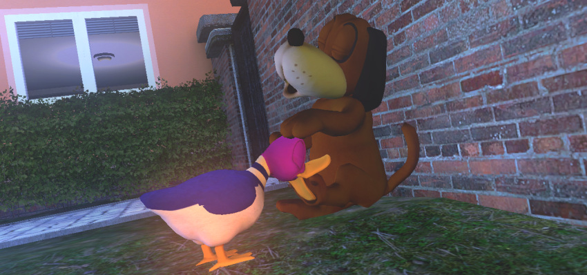 3d_(artwork) anatid anseriform avian bird canid canine canis digital_media_(artwork) domestic_dog duck duck_hunt duo feral foot_fetish foot_play garry's_mod male male/male mammal mr.whiskas nintendo paws video_games