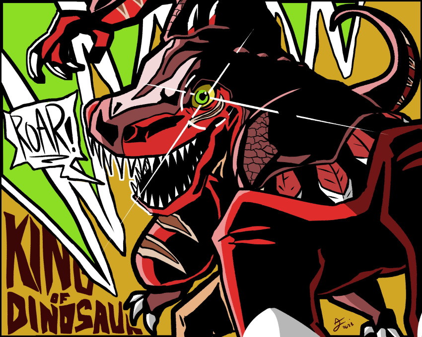 1boy character_name claws dinosaur_costume drawsgako fangs highres king_of_dinosaurs tail the_king_of_fighters