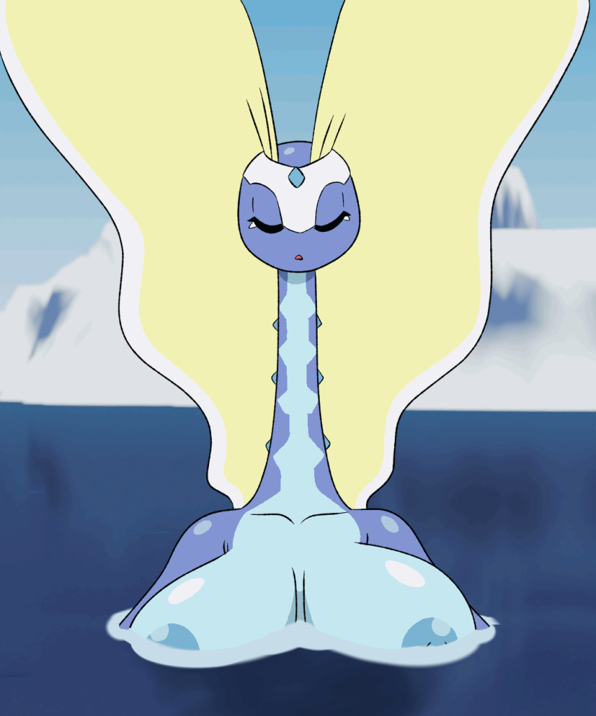 2022 animated anthro aurorus big_breasts breasts female fossil_pok&eacute;mon hi_res huge_breasts nintendo nipples nude pok&eacute;mon pok&eacute;mon_(species) solo tansau video_games