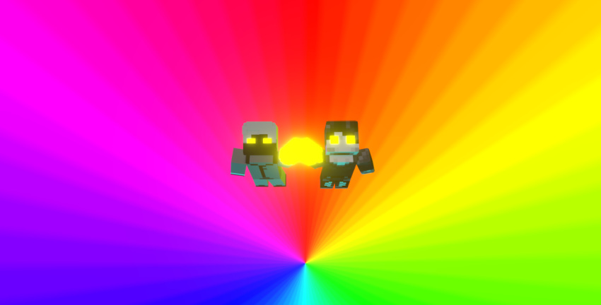 2022 3d_(artwork) black_body black_clothing black_hair black_skin blender_(software) clothing colorful deity digital_media_(artwork) duo epilepsy_warning flying glowing glowing_arms glowing_eyes godly grey_body grey_clothing grey_hair grey_skin hair human male male/male mammal microsoft minecraft mojang not_furry pixelaza_whaht_(pixelsalreadyhere) pixelsalreadyhere rainbow_background simple_background swb_(character) video_games wallpaper xbox_game_studios