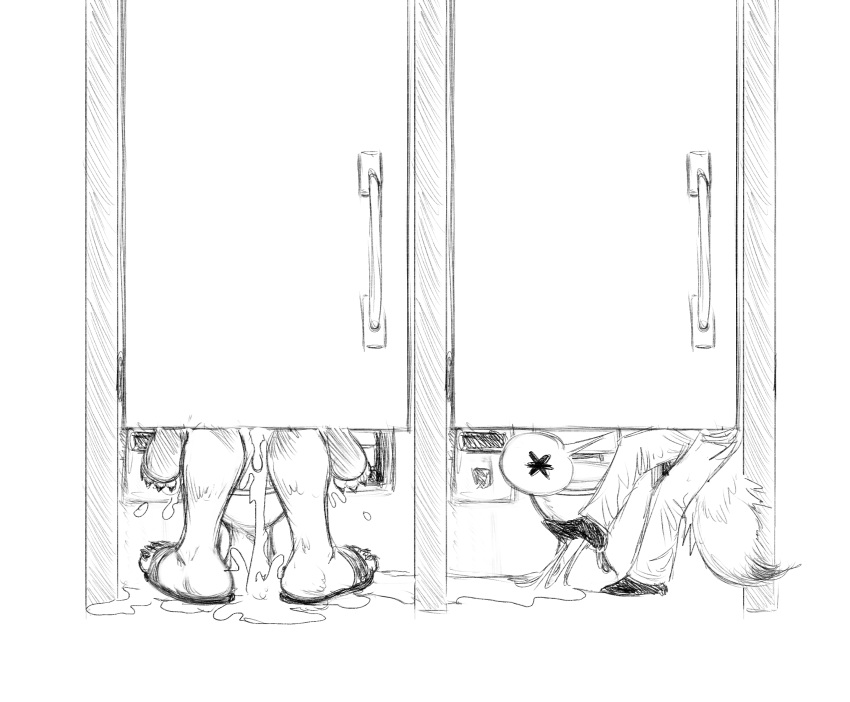 absurd_res anal anthro bathroom big_feet bodily_fluids cum cum_everywhere cum_in_ass cum_inside cum_while_penetrated door feet genital_fluids group held_up helmeet_el_gato hi_res male male/male messy nintendo penetration pok&eacute;mon pok&eacute;mon_(species) public public_restroom public_sex restroom_stall scorbunny sex size_difference smaller_penetrated standing standing_sex sunny_flowers video_games zed_burrows zoroark