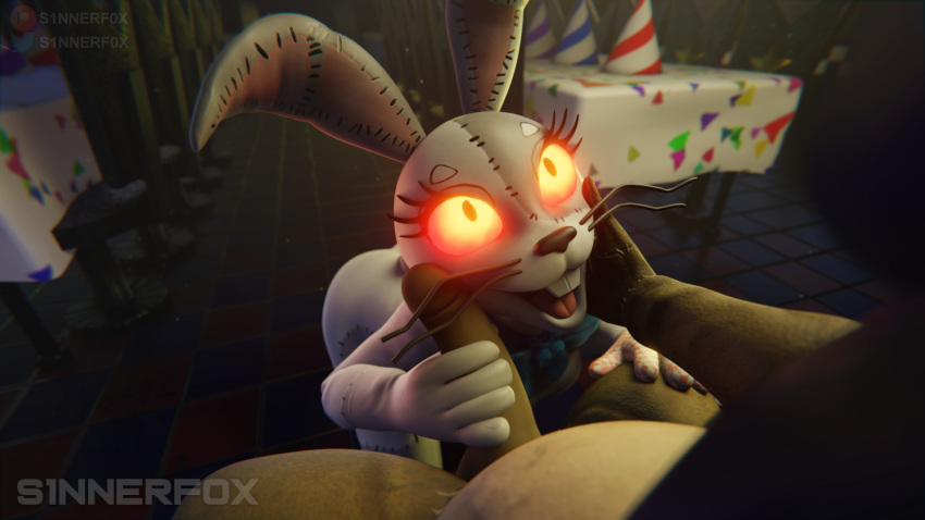 duo female five_nights_at_freddy's glitchtrap handjob hi_res lagomorph leporid looking_up male male/female mammal penile rabbit s1nnerfox scottgames sex smile vanny_(fnaf) video_games worship